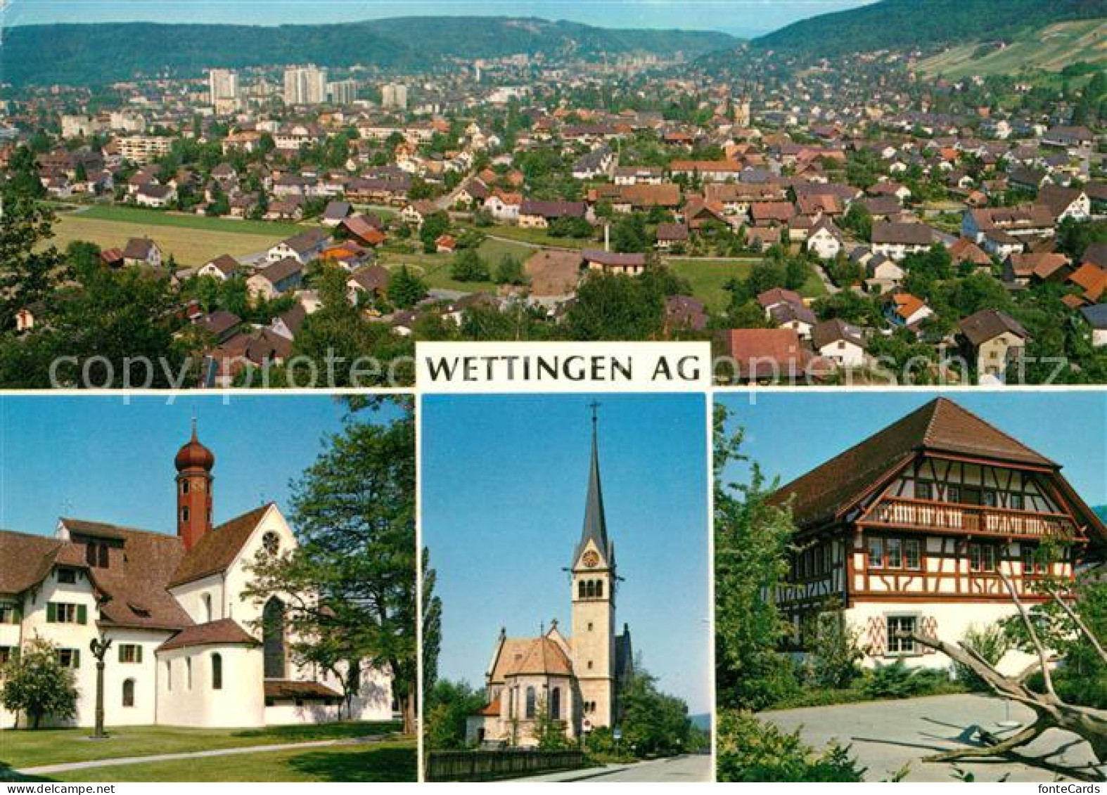 13070677 Wettingen AG Panorama Kirche Fachwerkhaus Wettingen AG - Other & Unclassified