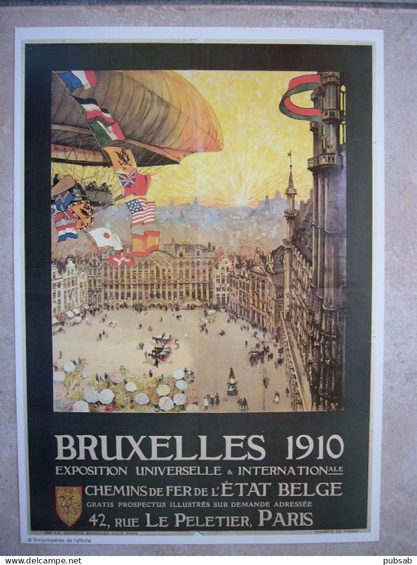 Avion / Airplane / Dirigeable / BRUXELLES 1910 / Exposition Universelle / Affichette / Format : 21X29,5cm - Dirigibili