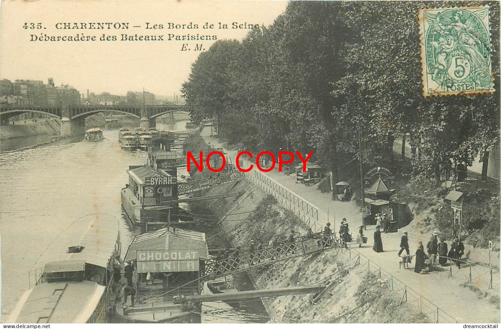 94 CHARENTON. Débarcadère Des Bateaux Parisiens Et Péniches Byrrh Menier 1910 - Charenton Le Pont