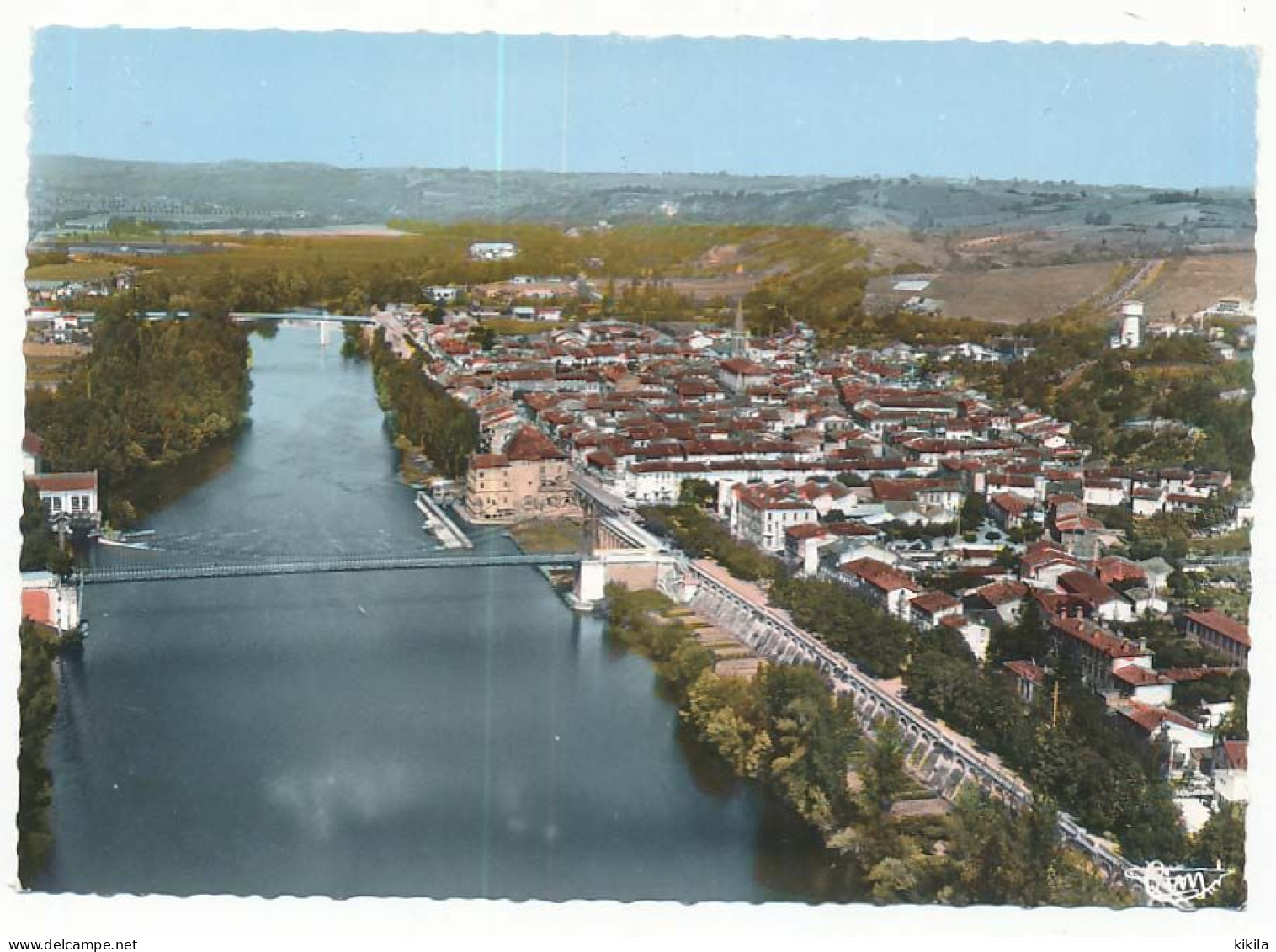 CPSM Dentelée 10.5 X 15 Haute Garonne VILLEMUR Vue Générale Aérienne   Les Ponts Sur Le Tarn - Autres & Non Classés