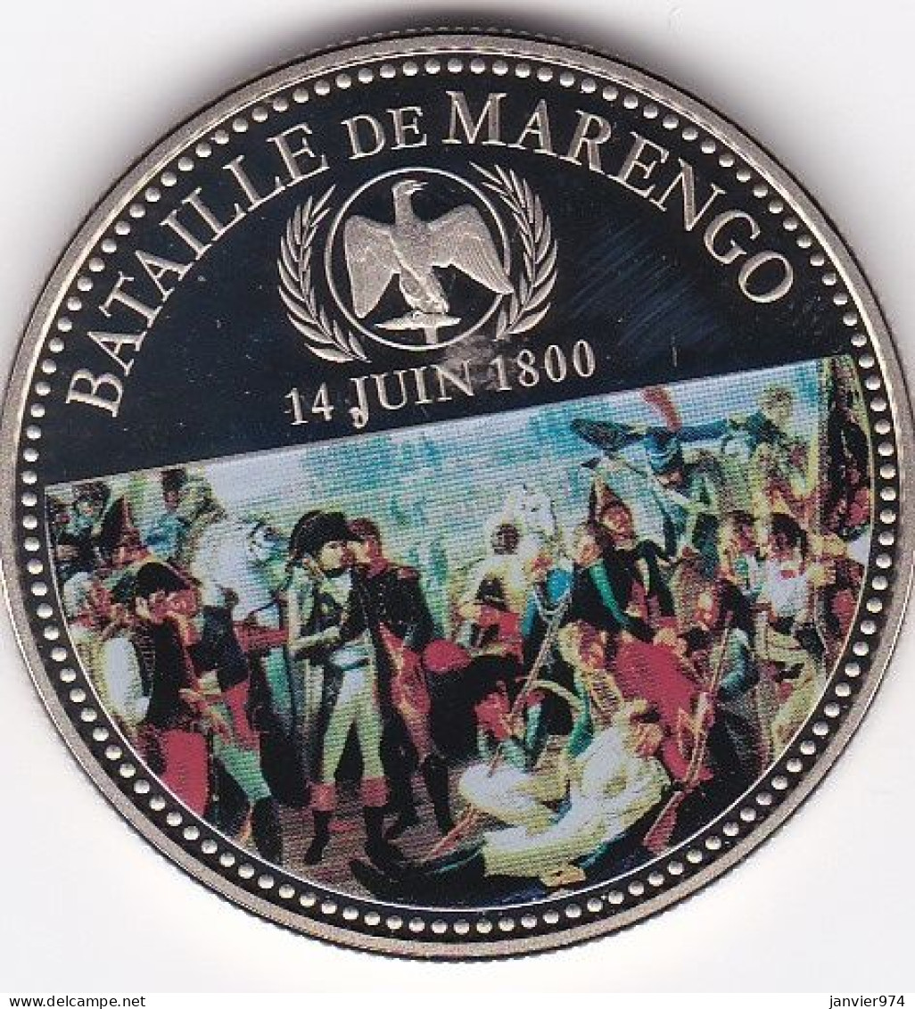 Medaille Colorisée . Napoleon I.  Bataille De Marengo 14 Juin 1800 En Cupronickel , Dans Sa Capsule , FDC - Other & Unclassified