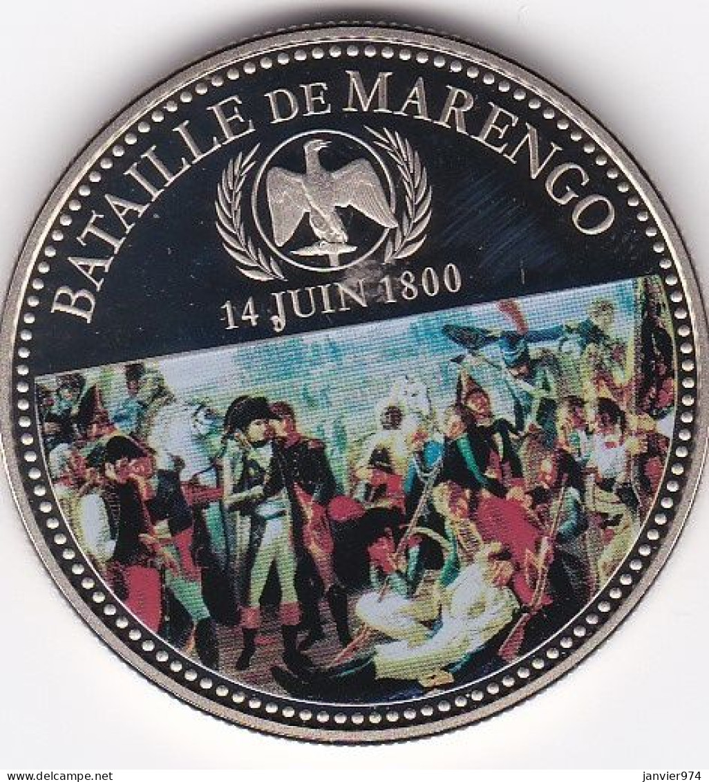 Medaille Colorisée . Napoleon I.  Bataille De Marengo 14 Juin 1800 En Cupronickel , Dans Sa Capsule , FDC - Otros & Sin Clasificación