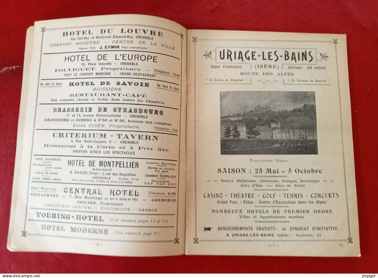 Livret Cartes Des Alpes DauphinoisesPublicités Stations Thermales Uriage Allevard Hôtels Plan De Grenoble Vers 1900 - Toeristische Brochures