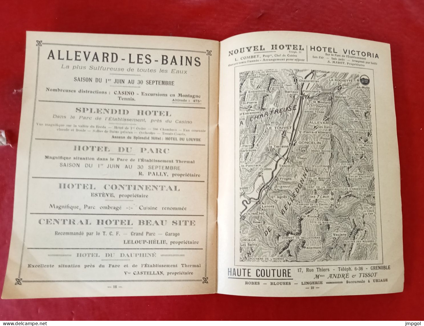 Livret Cartes Des Alpes DauphinoisesPublicités Stations Thermales Uriage Allevard Hôtels Plan De Grenoble Vers 1900 - Reiseprospekte