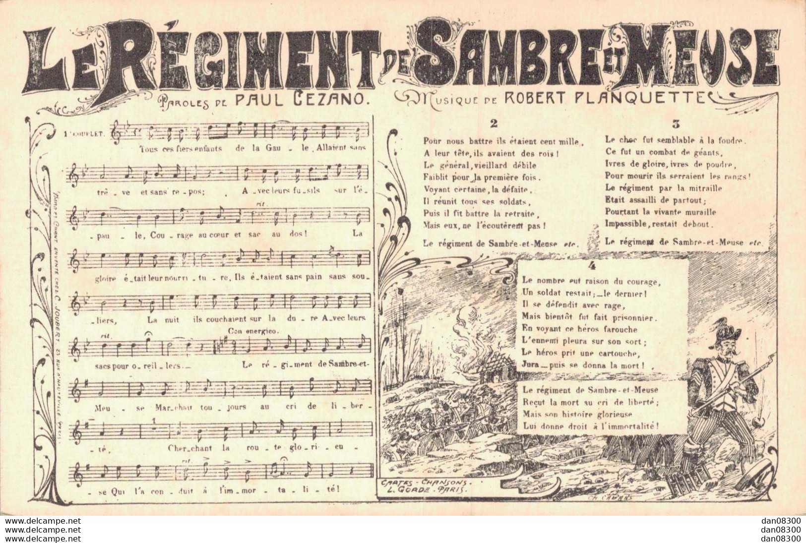 LE REGIMENT SAMBRE ET MEUSE PARTITION AVEC PAROLES ET MUSIQUE - Musica E Musicisti