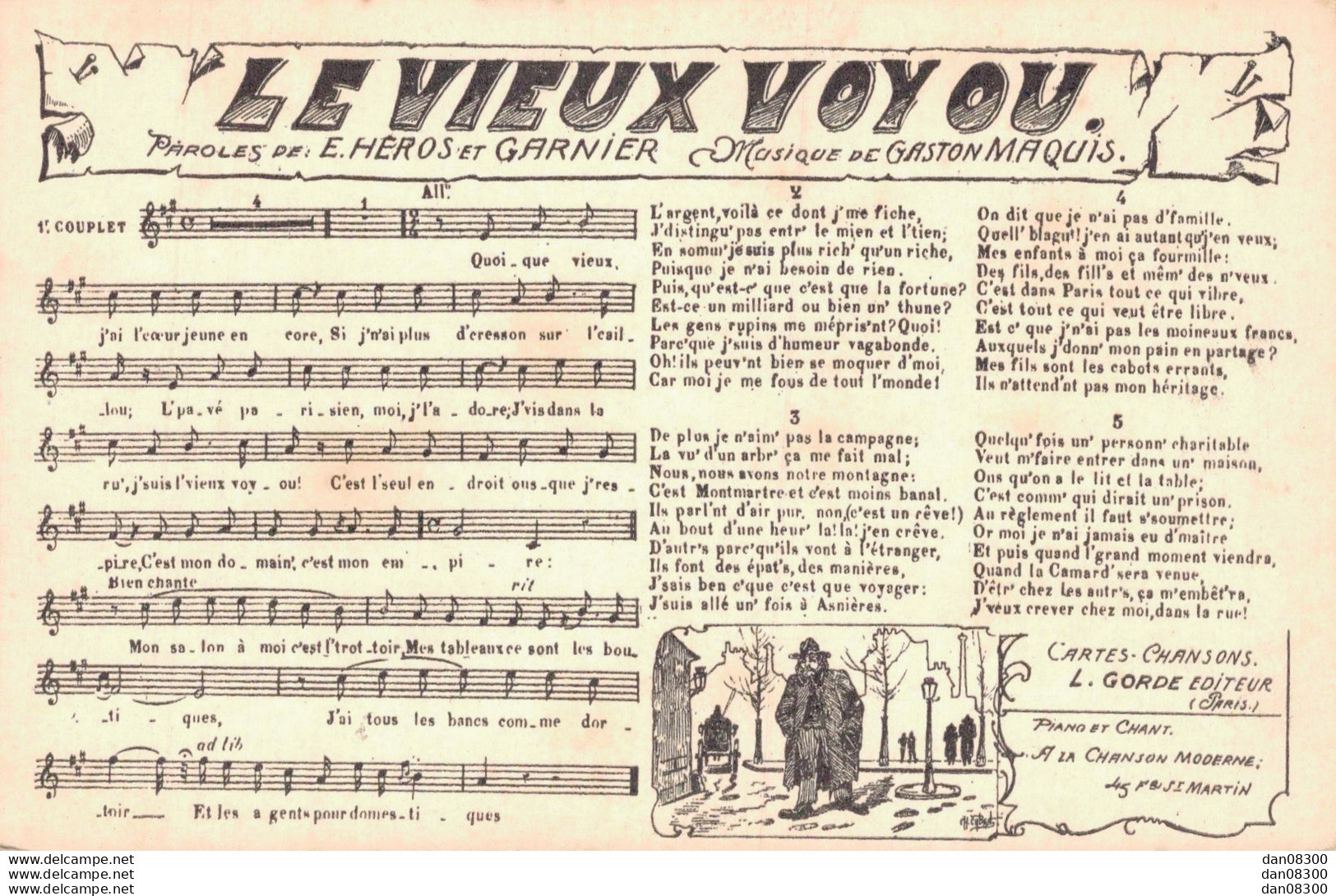 LE VIEUX VOYOU PARTITION AVEC PAROLES ET MUSIQUE - Musica E Musicisti