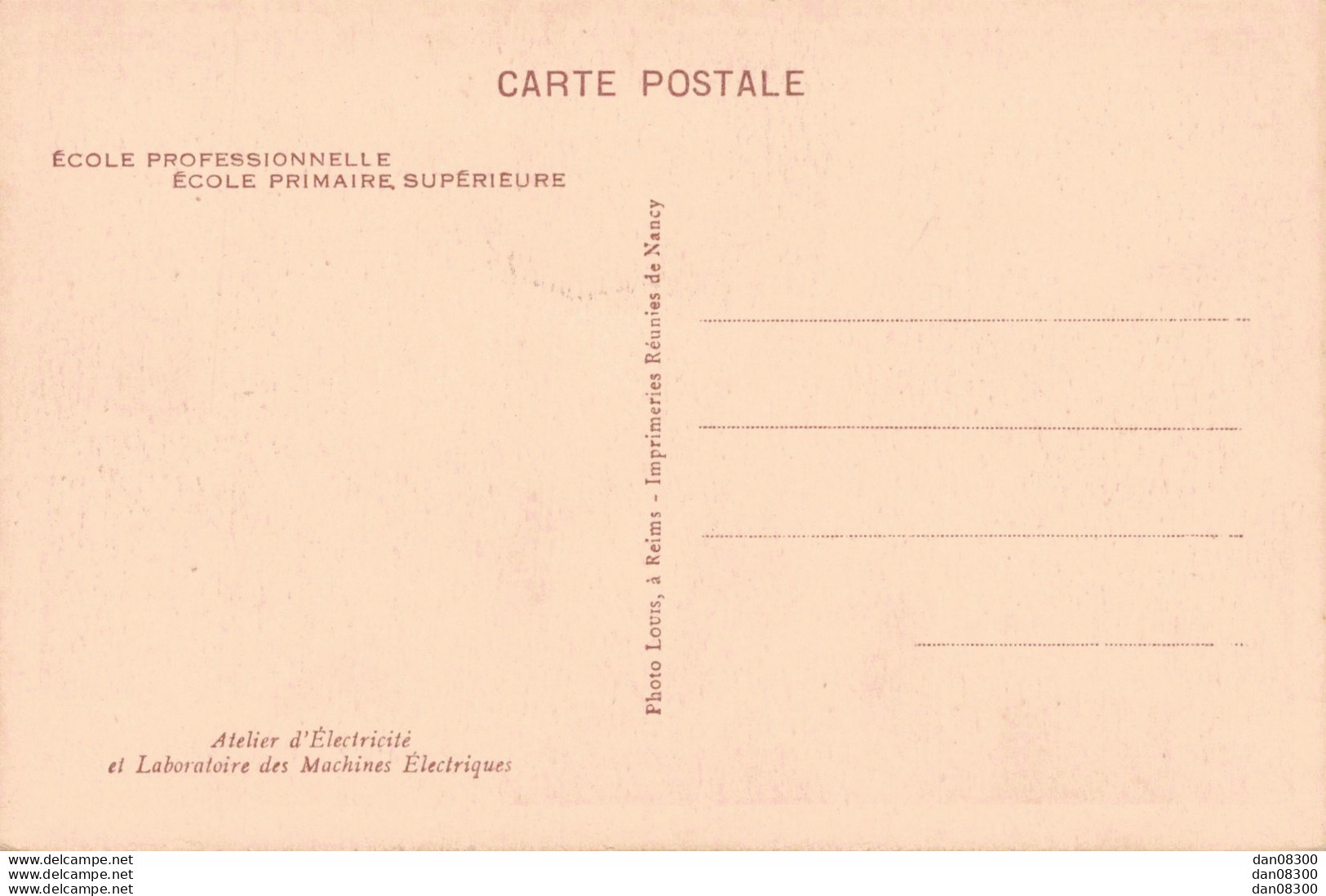 51 REIMS ECOLE PROFESSIONNELLE ECOLE PRIMAIRE SUPERIEURE ATELIER D'ELECTRICITE ET LABORATOIRE DES MACHINES ELECTRIQUES - Ecoles