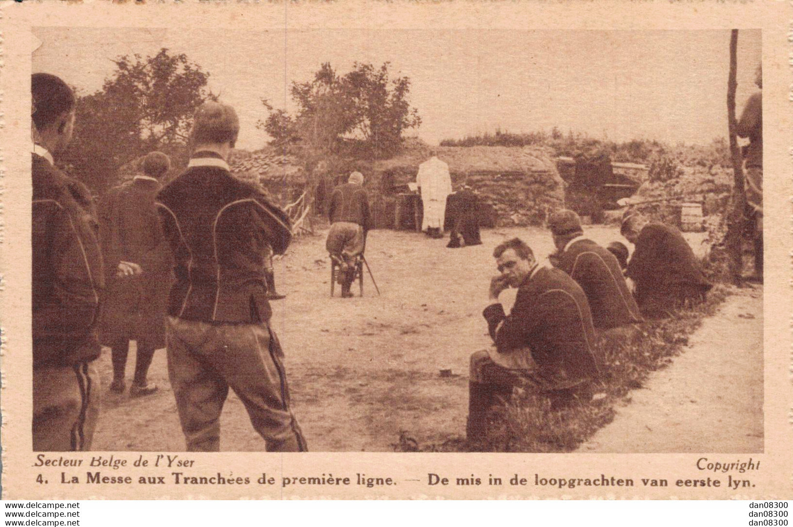 BELGIQUE SECTEUR BELGE DE L'YSER LA MESSE AUX TRANCHEES DE PREMIERE LIGNE - Guerre 1914-18