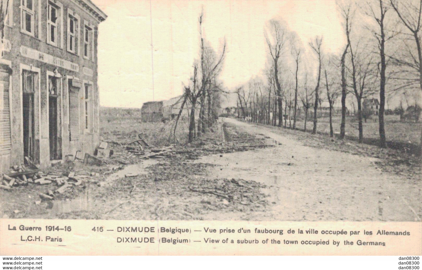 BELGIQUE DIXMUDE VUE PRISE D'UN FAUBOURG DE LA VILLE OCCUPEE PAR LES ALLEMANDS - Guerre 1914-18