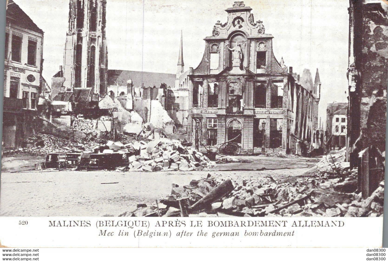 BELGIQUE MALINES APRES LE BOMBARDEMENT ALLEMAND - Oorlog 1914-18