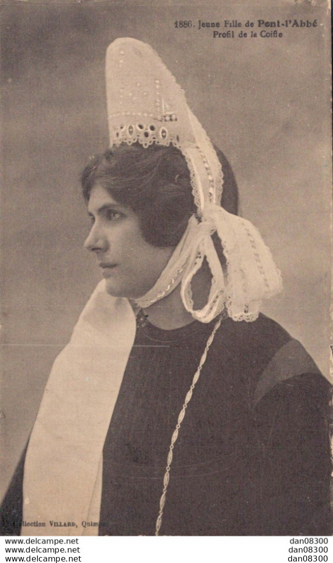 JEUNE FILLE DE PONT L'ABBE PROFIL DE LA COIFFE - Costumes