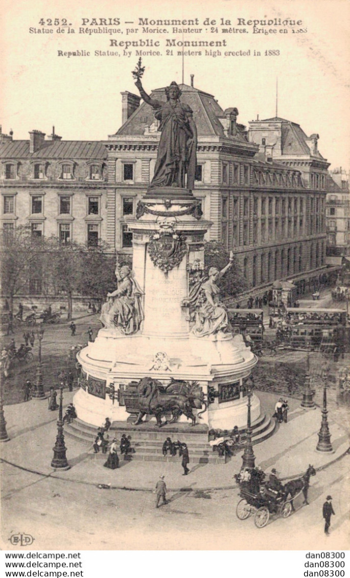 75 PARIS MONUMENT DE LA REPUBLIQUE - Estatuas