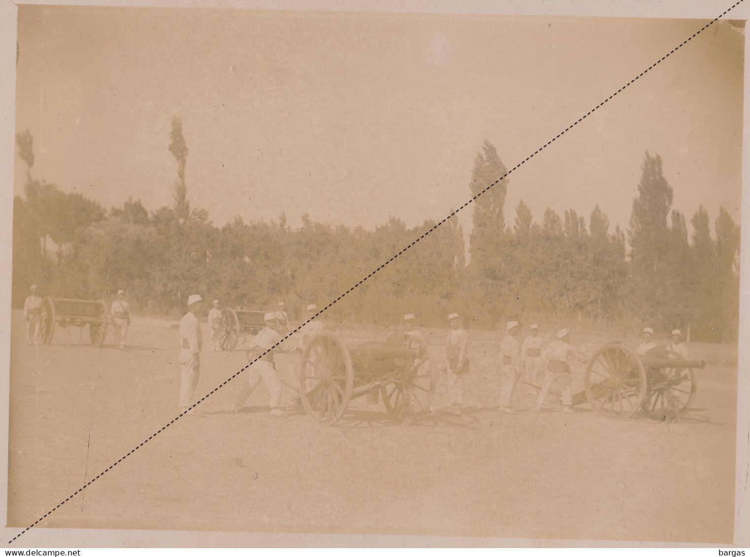 Photo Afrique Algérie Manoeuvre Du Canon 2èm Bat D'inf à  Djelfa Souvenir Mission Géodésique Militaire Boulard Gentil - Old (before 1900)