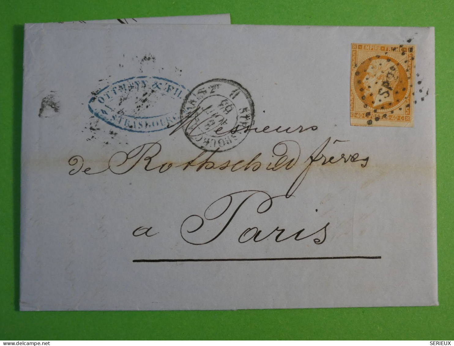 DO15 FRANCE LETTRE     1863  STRASBOURG A PARIS ROTSCHILD   +N°16+ AFF. INTERESSANT+ +++++ - 1849-1876: Période Classique