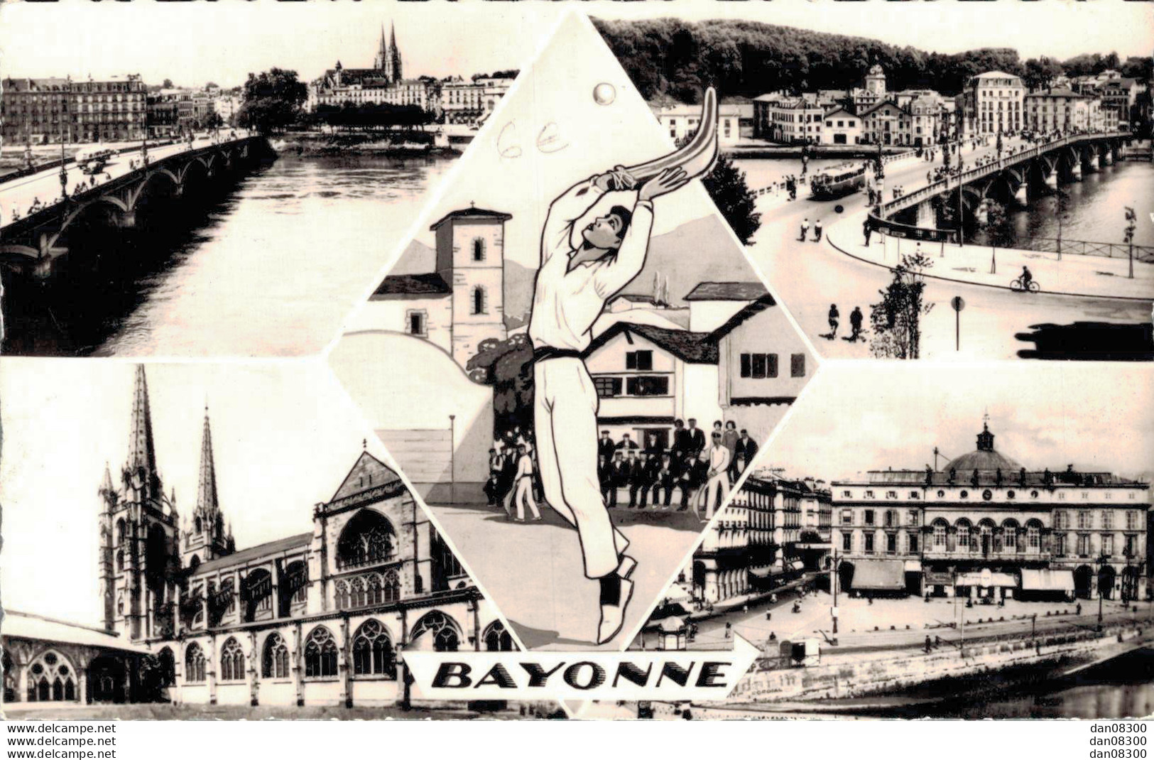 64 BAYONNE L'ADOUR, PONT ST ESPRIT, PELOTARI, CATHEDRALE, HOTEL DE VILLE CPSM - Bayonne
