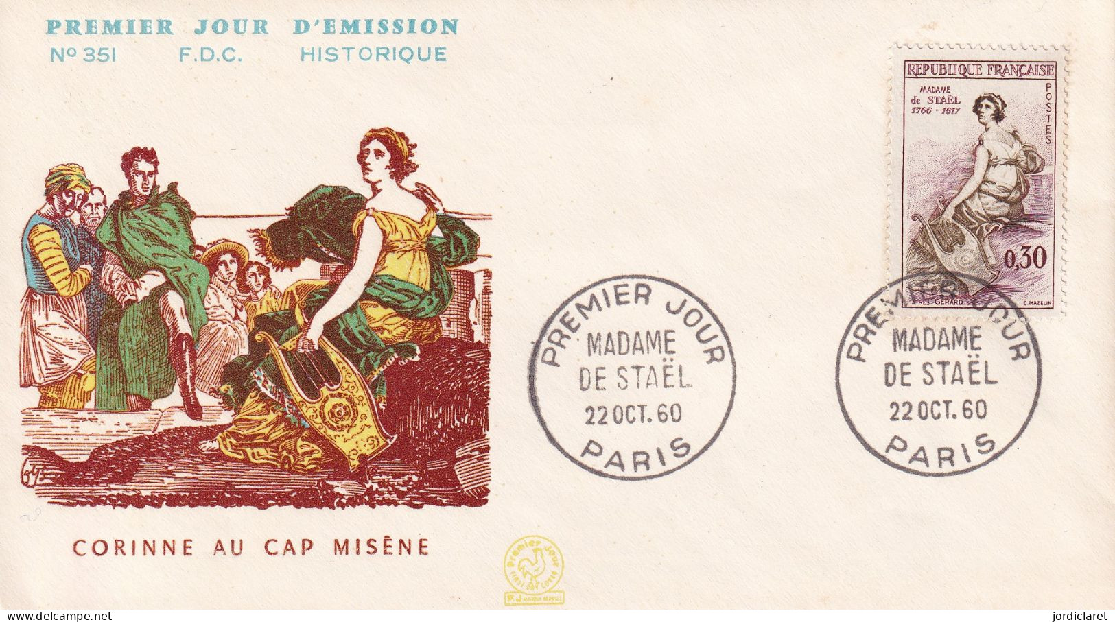 FDC 1960  MADAME DE STAEL - 1960-1969