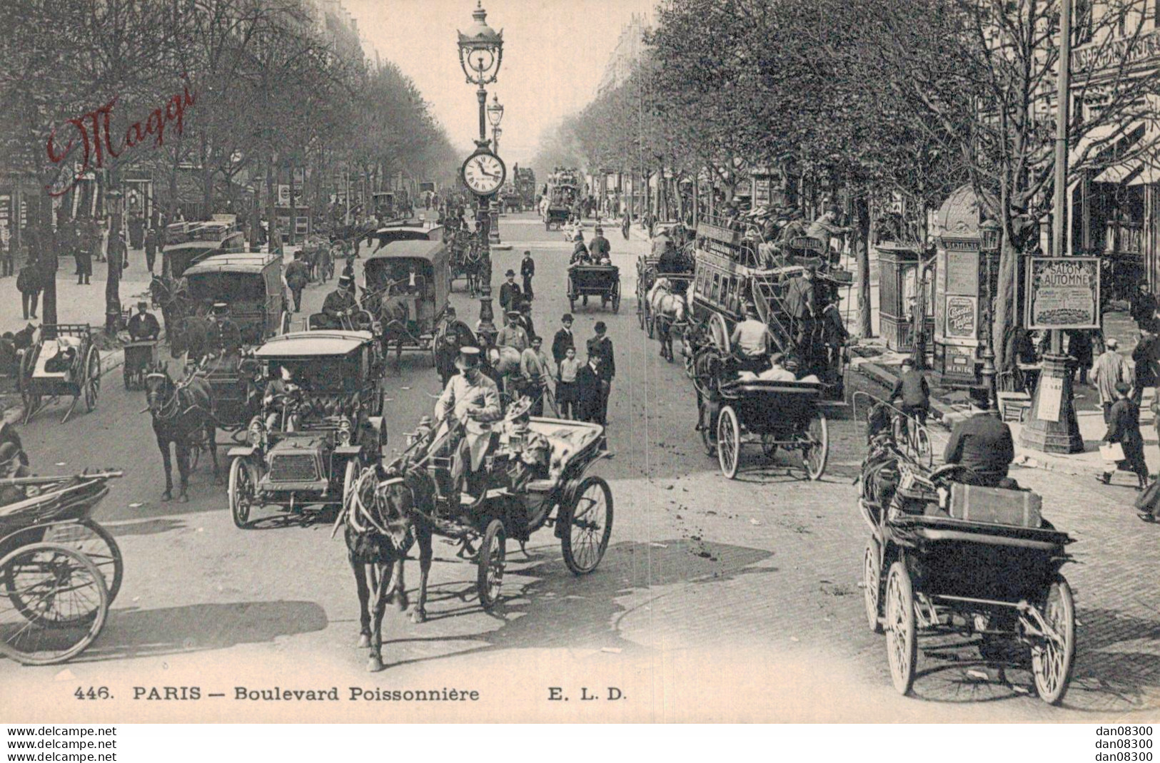 75 PARIS BOULEVARD POISSONNIERE BELLE ANIMATION AUTOS ATTELAGES - Other & Unclassified