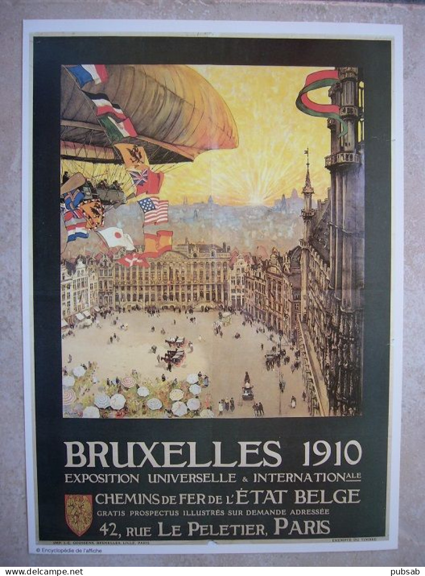 Avion / Airplane / Dirigeable / BRUXELLES 1910 / Exposition Universelle / Affichette / Format : 21X29,5cm - Airships