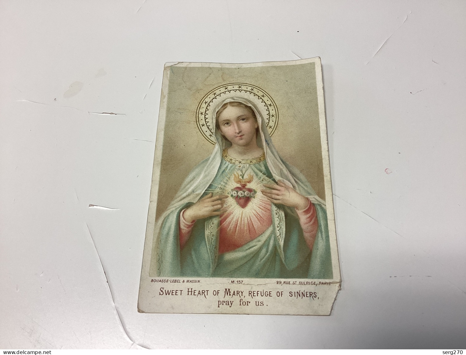 Image Pieuse Image Religieuse 1900 SWEET HEART OF MARY, REFUGE OF SINNERS, Pray For Us. - Images Religieuses
