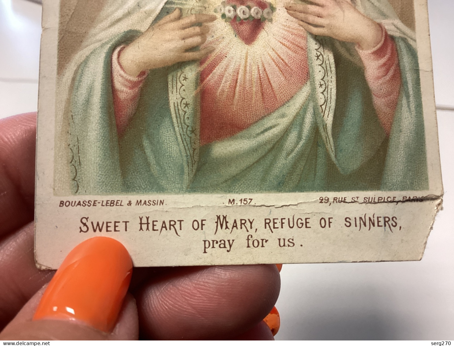 Image Pieuse Image Religieuse 1900 SWEET HEART OF MARY, REFUGE OF SINNERS, Pray For Us. - Images Religieuses