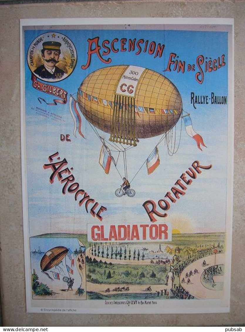 Avion / Airplane / Dirigeable / GLADIATOR / L'Aérocycle Rotateur- Ascension Fin De Siècle / Affichette / For : 21X29,5cm - Airships