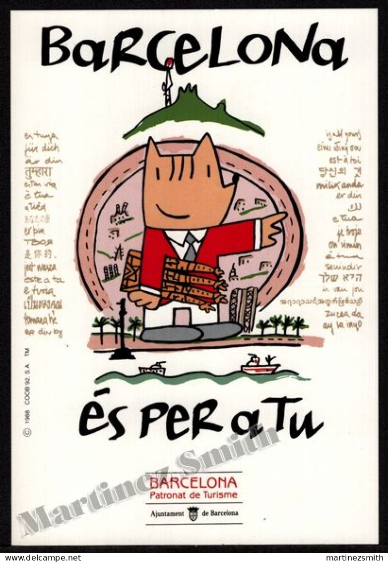 1992 Topical Postcard Barcelona Olympic Mascot Cobi By Mariscal - Holding Sagrada Familia - 11 X 16 Cm - Giochi Olimpici