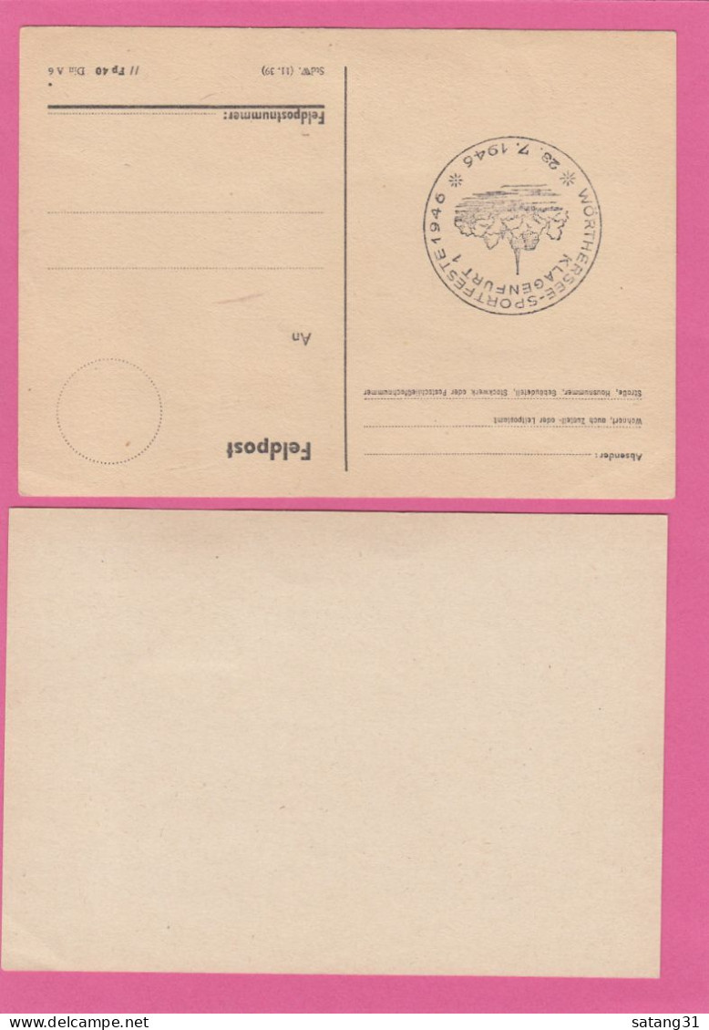 2 POSTKARTEN MIT SONDERSTEMPEL "WÖRTHERSEE - SPORTFESTE" 1946 UND 1949. - Brieven En Documenten