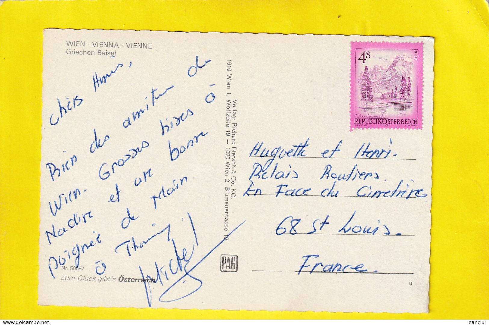 CPM.    "  VIENNE  .  GRIECHEN BEISEL  "  .  CARTE AFFR AU VERSO .  2 SCANNES - Autres & Non Classés