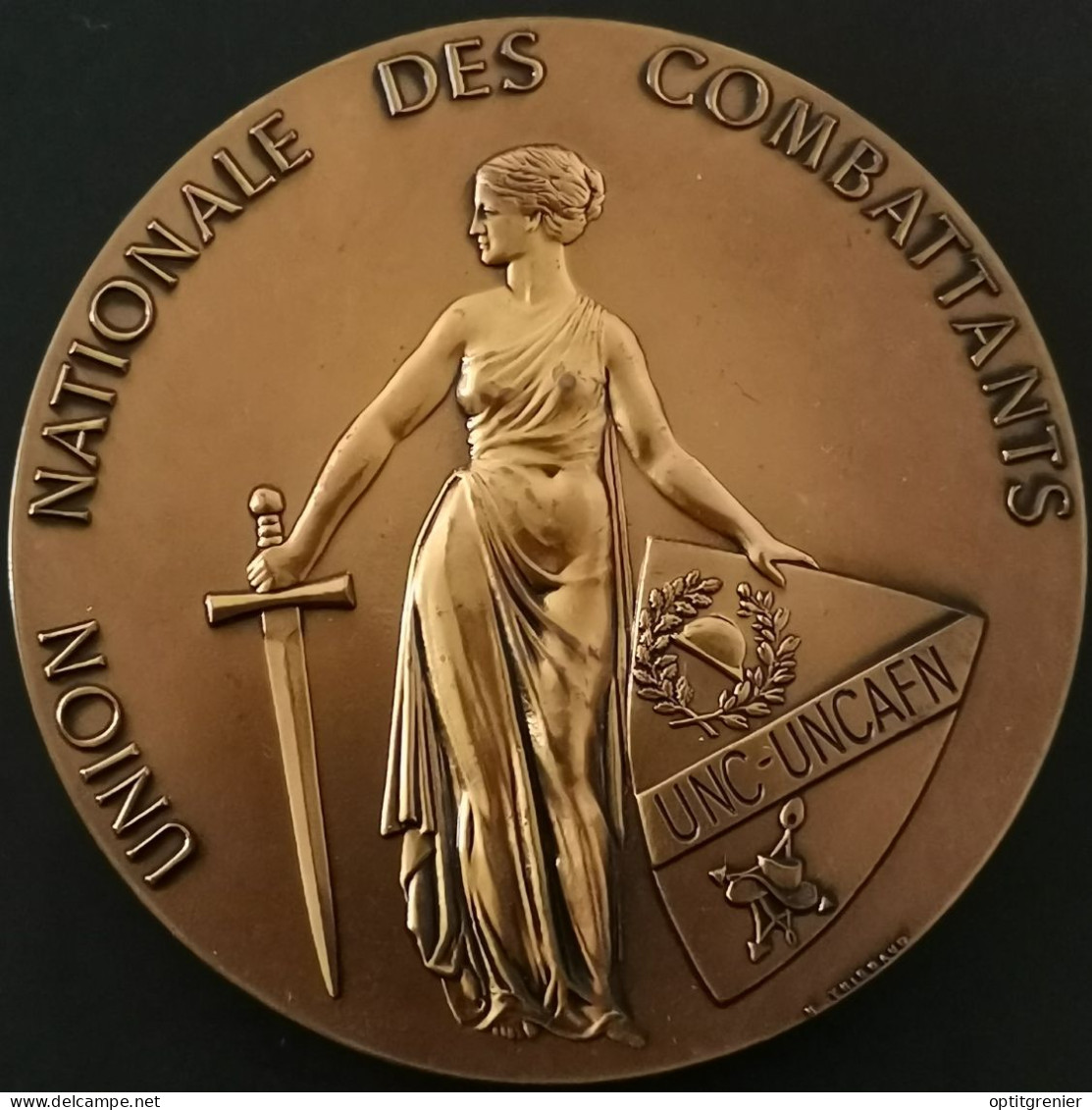 MEDAILLE BRONZE UNC-UNCAFN UNION NATIONALE DES COMBATTANTS / 60mm 116g - Sonstige & Ohne Zuordnung