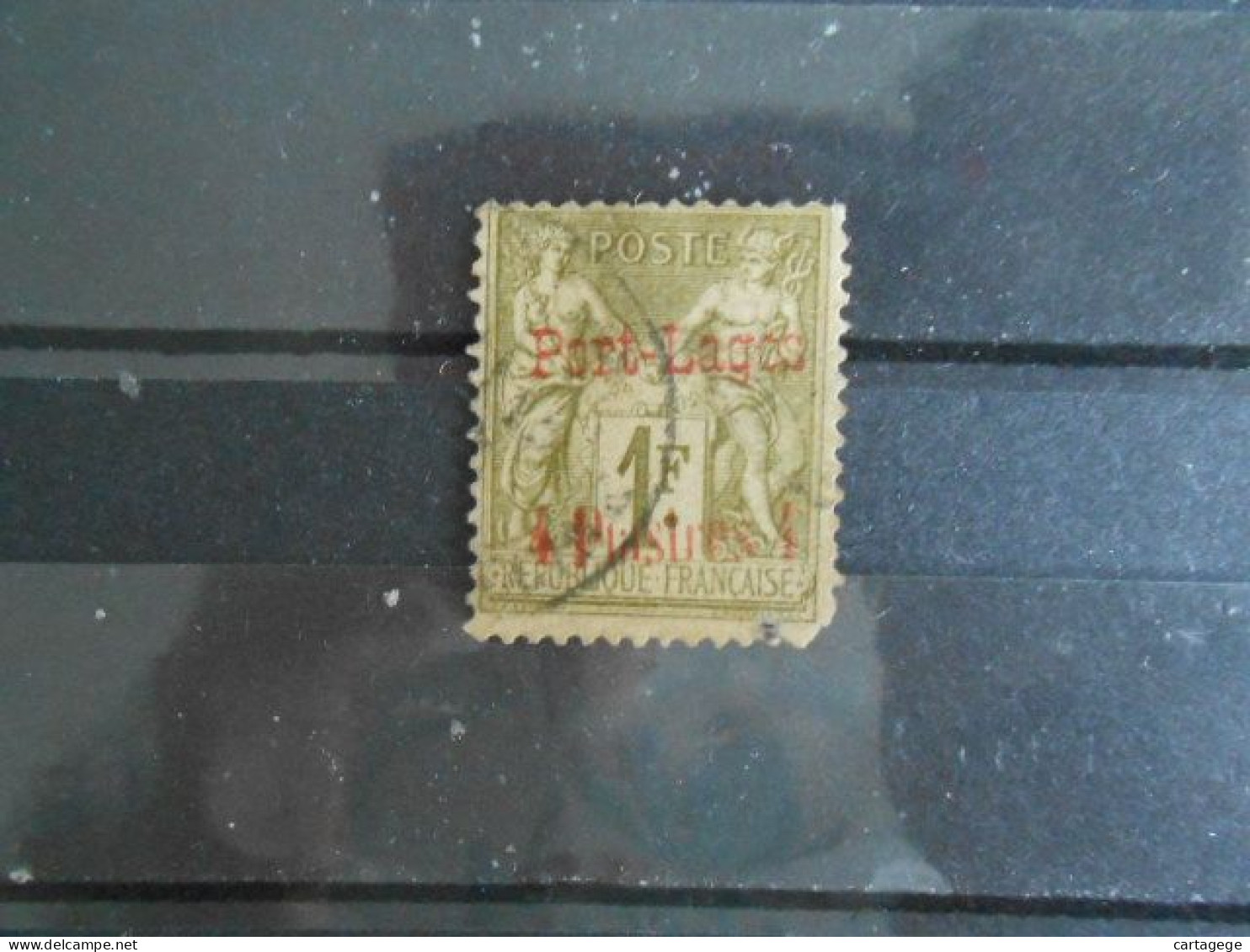 PORT-LAGOS YT 6 TYPE SAGE 4p. S. 1f Olive - Unused Stamps