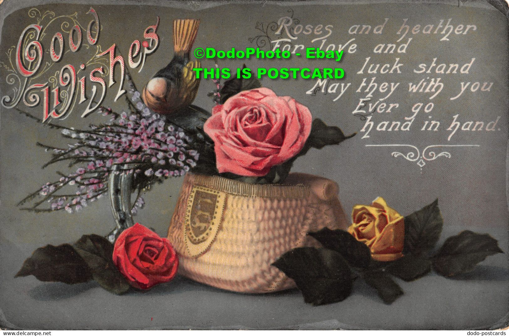 R356129 Good Wishes. Roses And Heather For Love And Luck Stand. Series 1777. 191 - World