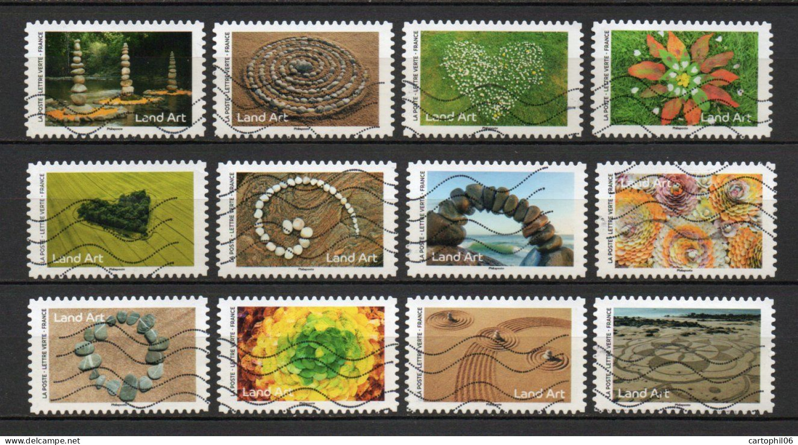 - FRANCE Adhésifs Oblitérés - Série Complète LAND ART 2024 (12 Timbres) - - Usati