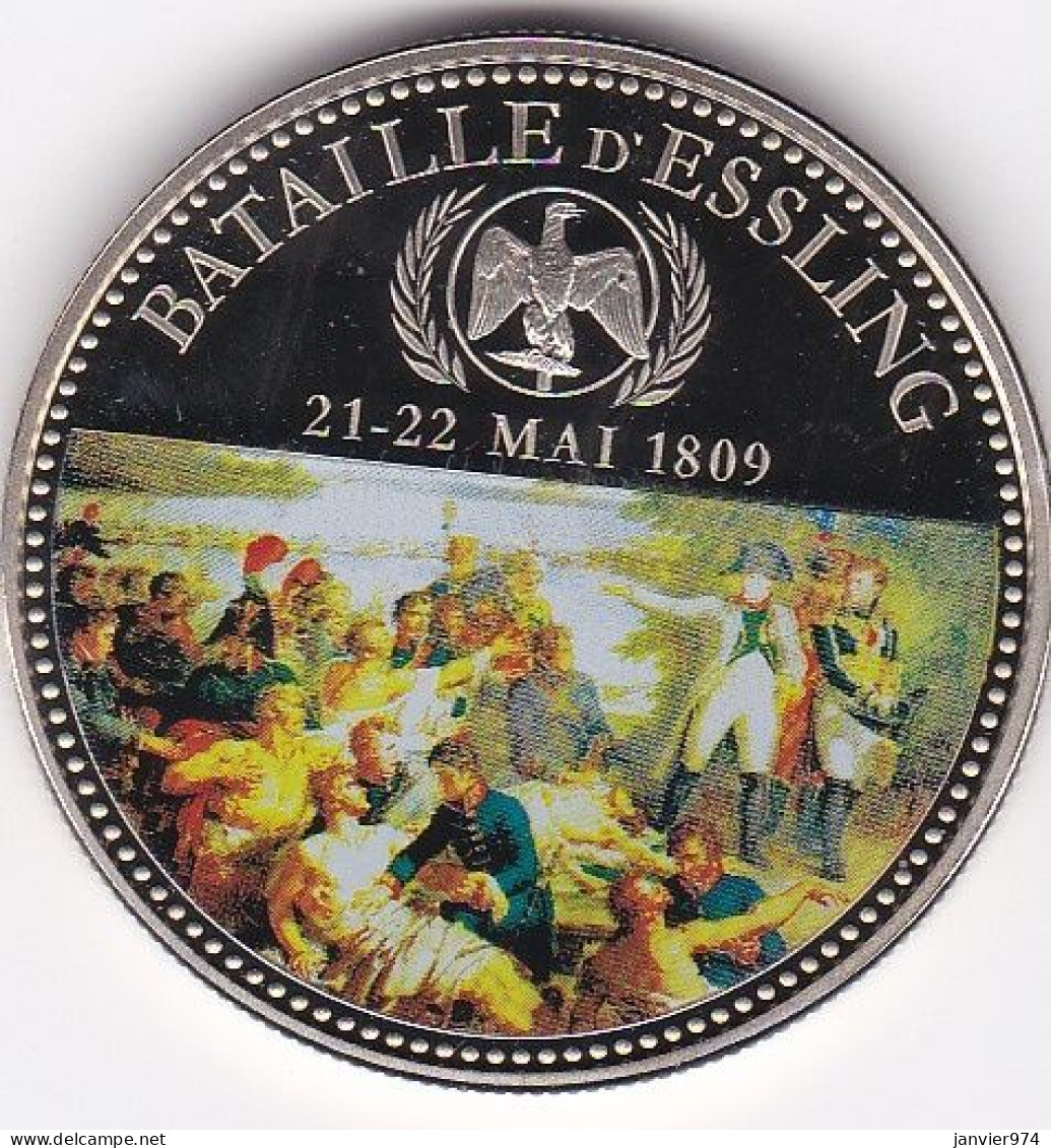 Medaille Colorisée . Napoleon I. Bataille D'Essling 21-22 Mai 1809 En Cupronickel , Dans Sa Capsule , FDC - Andere & Zonder Classificatie
