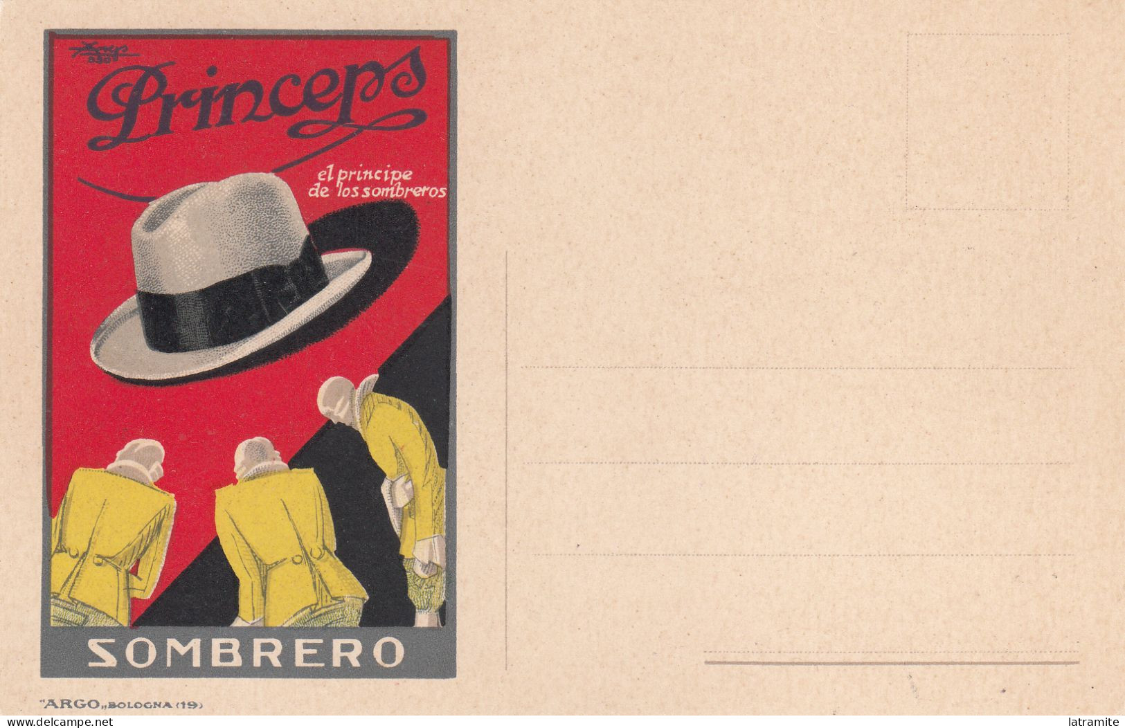 ARGO - Cartolina Pubblicitaria Sombrero PRINCEPS - Sonstige & Ohne Zuordnung