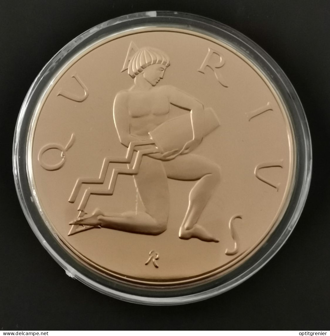 MEDAILLE BRONZE Franklin Mint SIGNE DU ZODIAC VERSEAU / 39mm - Otros & Sin Clasificación