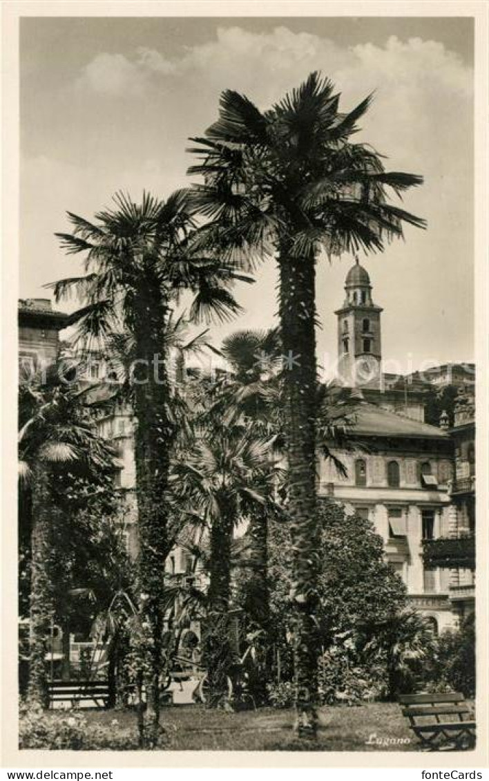 13014187 Lugano Lago Di Lugano Palmen Kirchturm Lugano - Andere & Zonder Classificatie