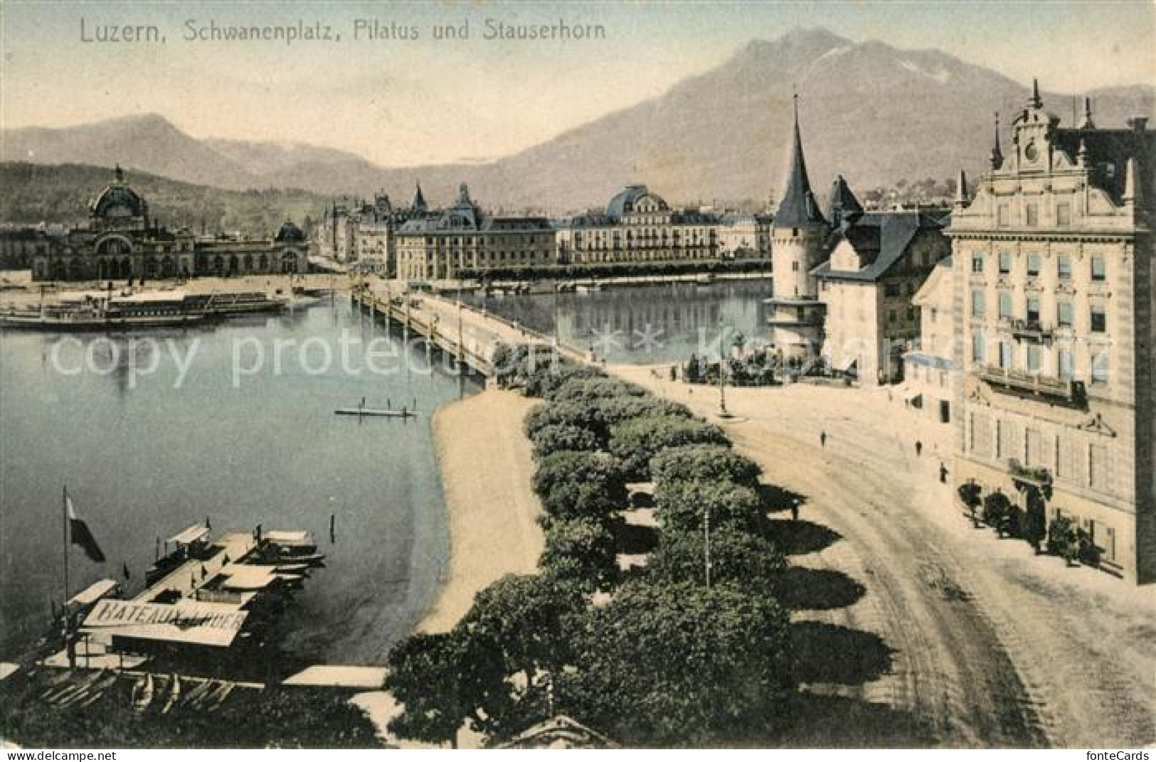 13012807 Luzern LU Schwanenplatz Vierwaldstaettersee Pilatus Und Stauserhorn Luz - Sonstige & Ohne Zuordnung