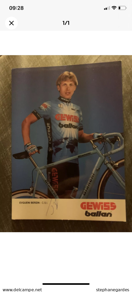 Carte Postale Cyclisme Évgueni BERZIN Avec Autographe  Équipe  Gewiss BALLAN - Cyclisme