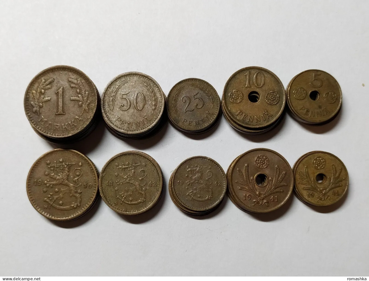 Finland Set Of 5 Coins 1 Markkaa+50+25+10+5 Penni Price For One Set - Finlande