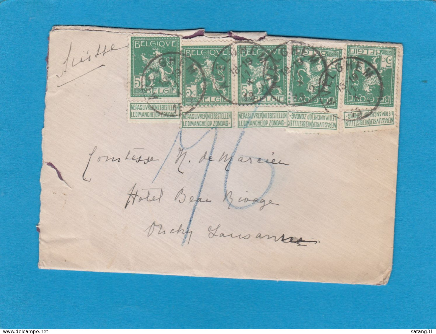 LETTRE D'AVELGHEM POUR OUCHY - LAUSANNE,1912. - 1912 Pellens