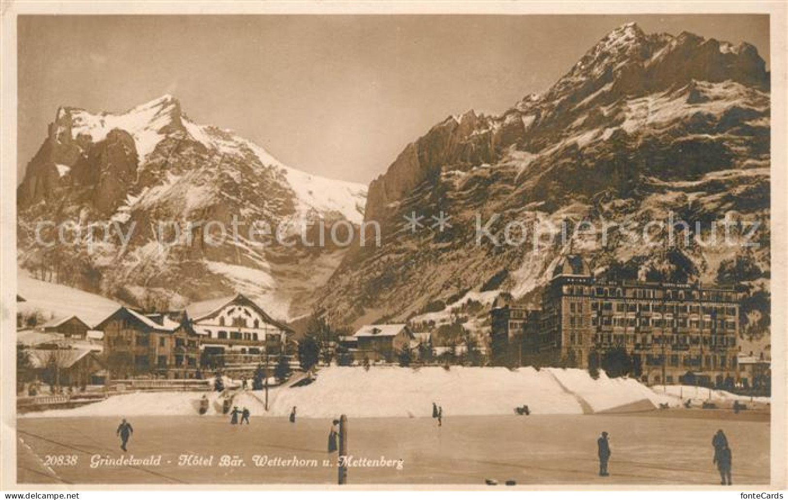 13010739 Grindelwald Hotel Baer Eislaufbahn Wetterhorn Mettenberg Berner Alpen G - Other & Unclassified