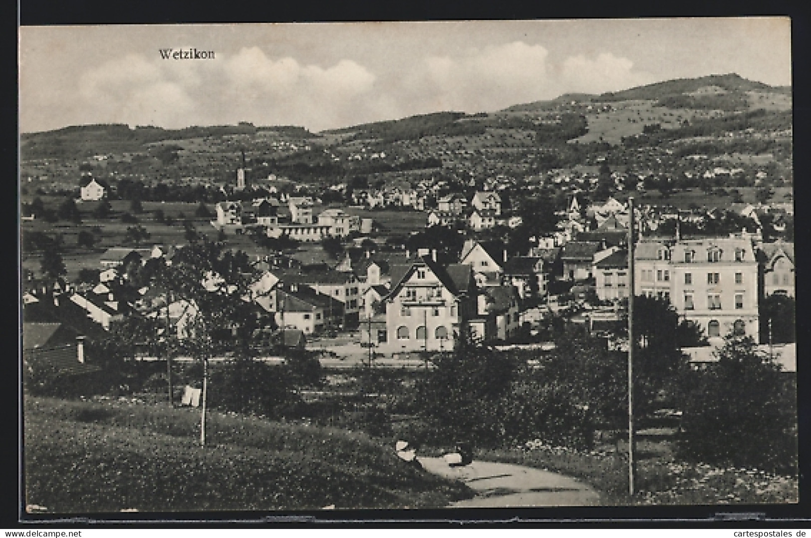 AK Wetzikon, Wegpartie Mit Blick Auf Die Ortschaft  - Autres & Non Classés