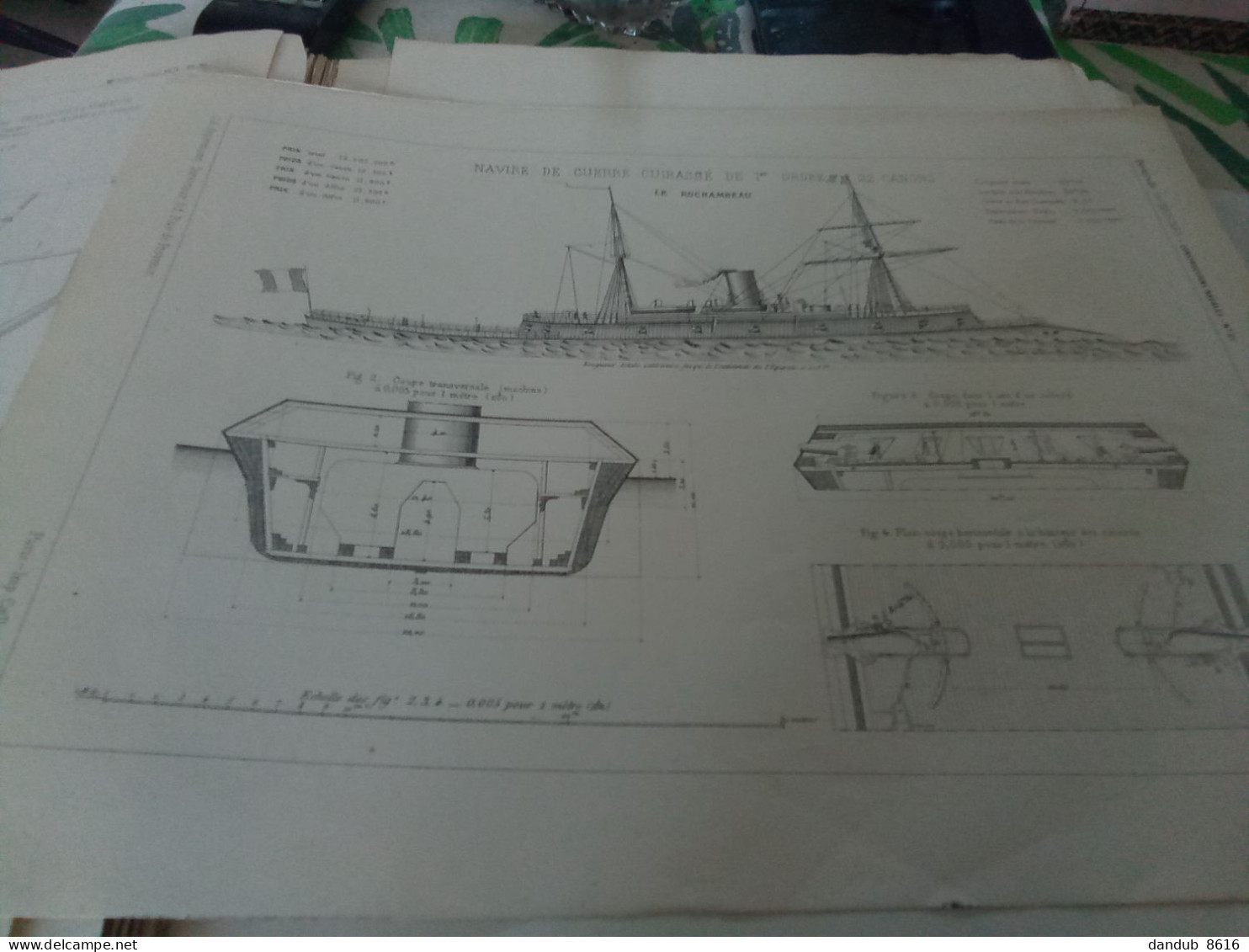 Gravure 1871 Navire De Guerre Cuirassé De 1 Ier Ordre 22 Canon - Other & Unclassified