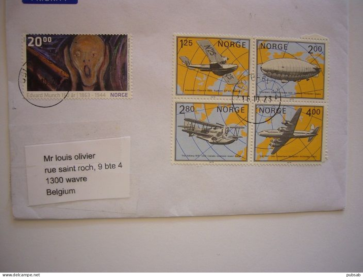 Avion / Airplane / NORGE / Letter From Rolvsoy, Fredrikstad To Wavre, Belgium / Airline Stamps - Storia Postale