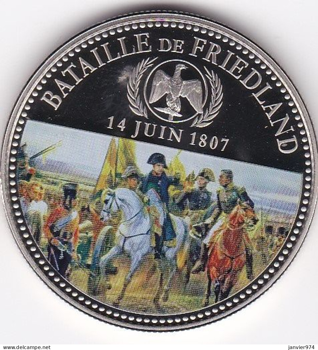 Medaille Colorisée . Napoleon I. Bataille De Friedland 14 Juin 1807 En Cupronickel , Dans Sa Capsule , FDC - Autres & Non Classés