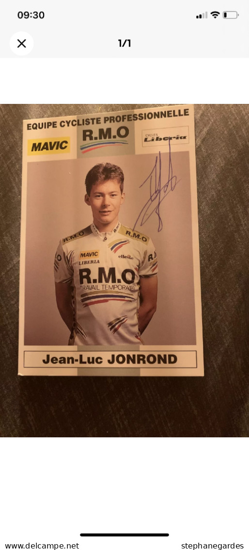 Carte Postale Cyclisme Jean Luc JONROND Avec Autographe Équipe RMO - Wielrennen
