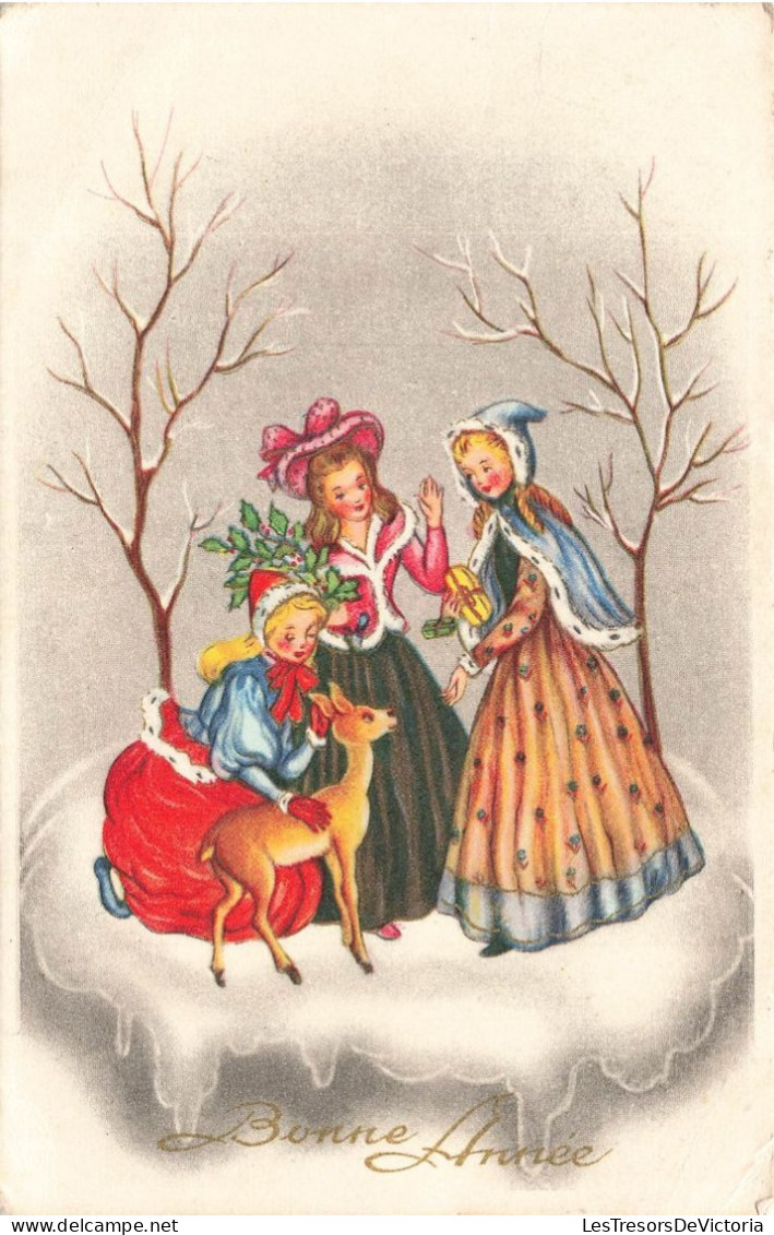 FETES - VOEUX - Bonne Année - Jeunes Filles Caressant Un Animal - Colorisé - Carte Postale Ancienne - New Year