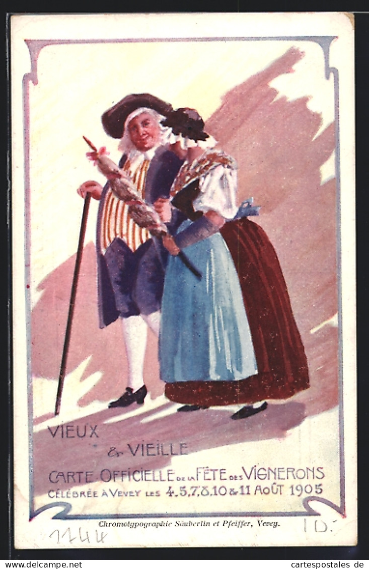 AK Vevey, Fete Des Vignerons 1905, Vieux Et Vieille  - Vevey