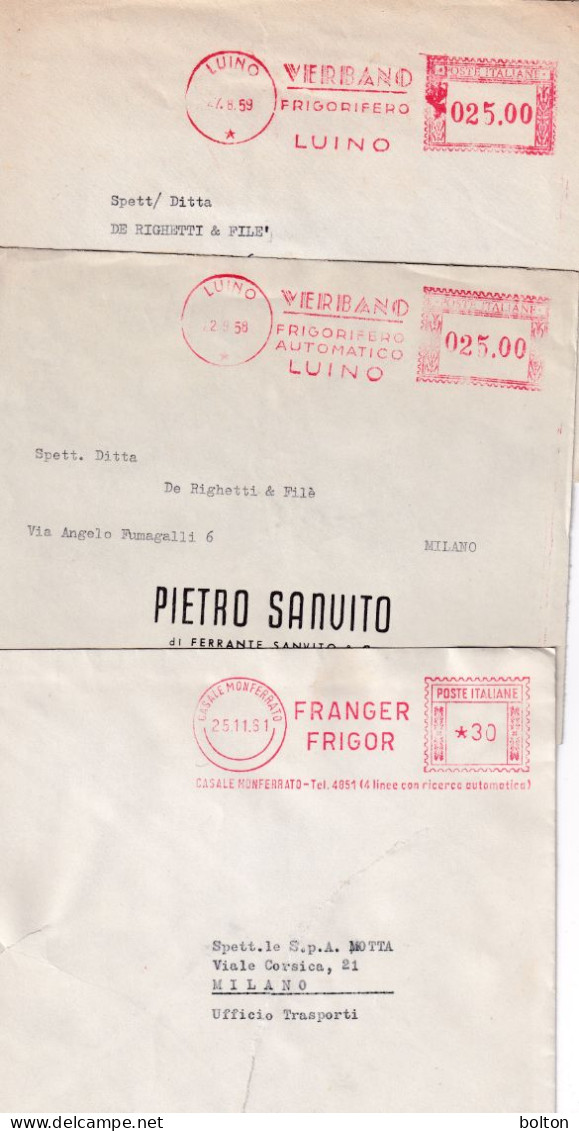 1958-9-61  N.3 BUSTE Con Affrancatura Meccanica Rossa EMA Come Da Scansione - Marcofilía