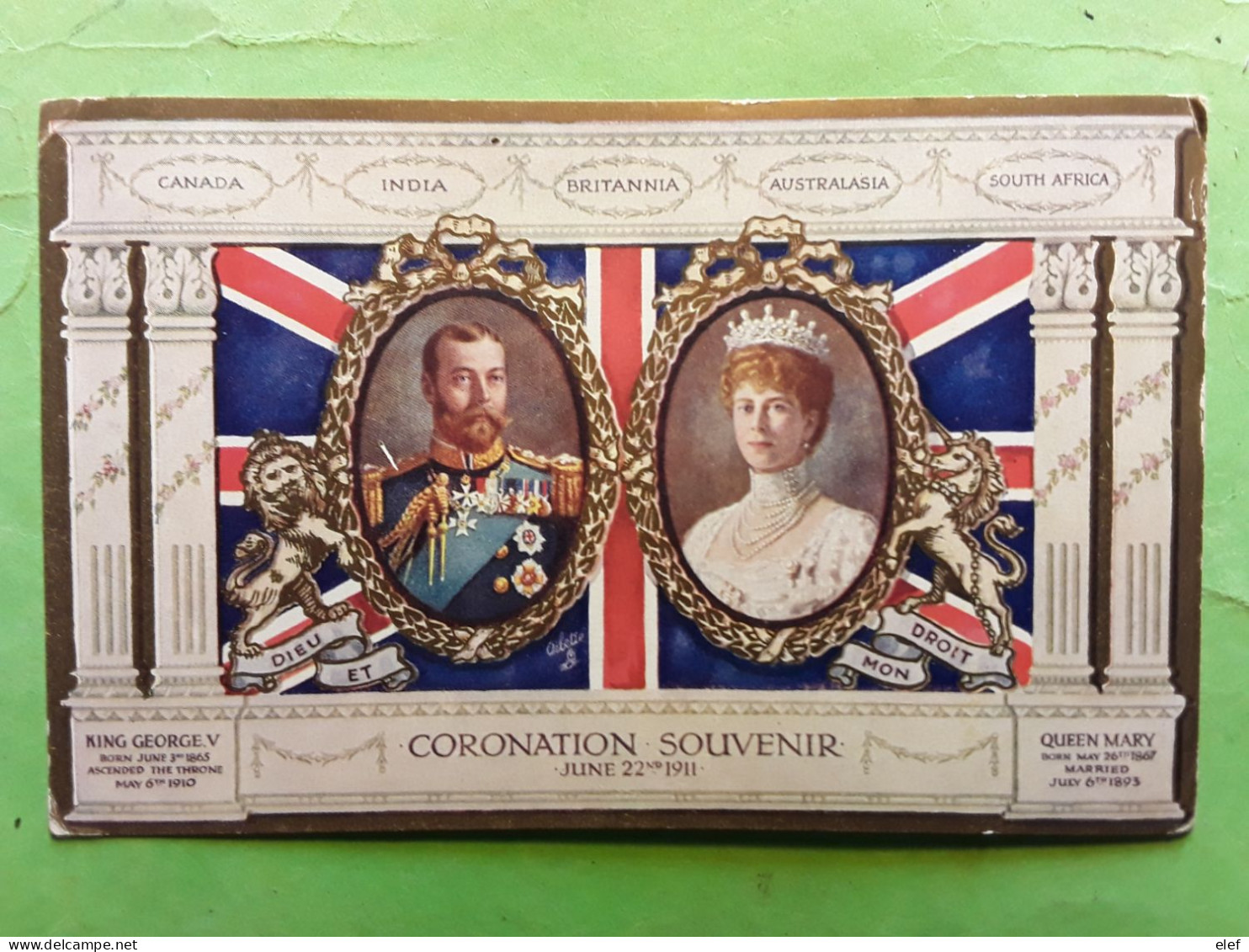 GB Coronation Souvenir June 22 Nd 1911 King George V And Queen Mary Médaillon, O RINGMER , Tuck's Post Card TB - Familles Royales